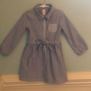 5T blue stripe cotton dress